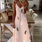 Saída Vestido Estampa Penas Longo
